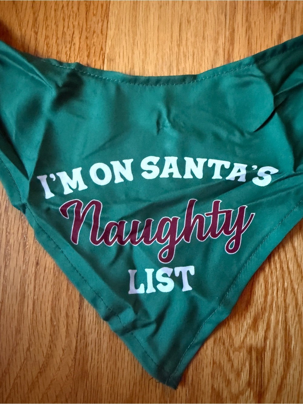 Pet Bandana green ‘ Santa’s Naughty List'